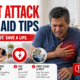 Heart attack first aid tips showing emergency response steps during chest pain situation
