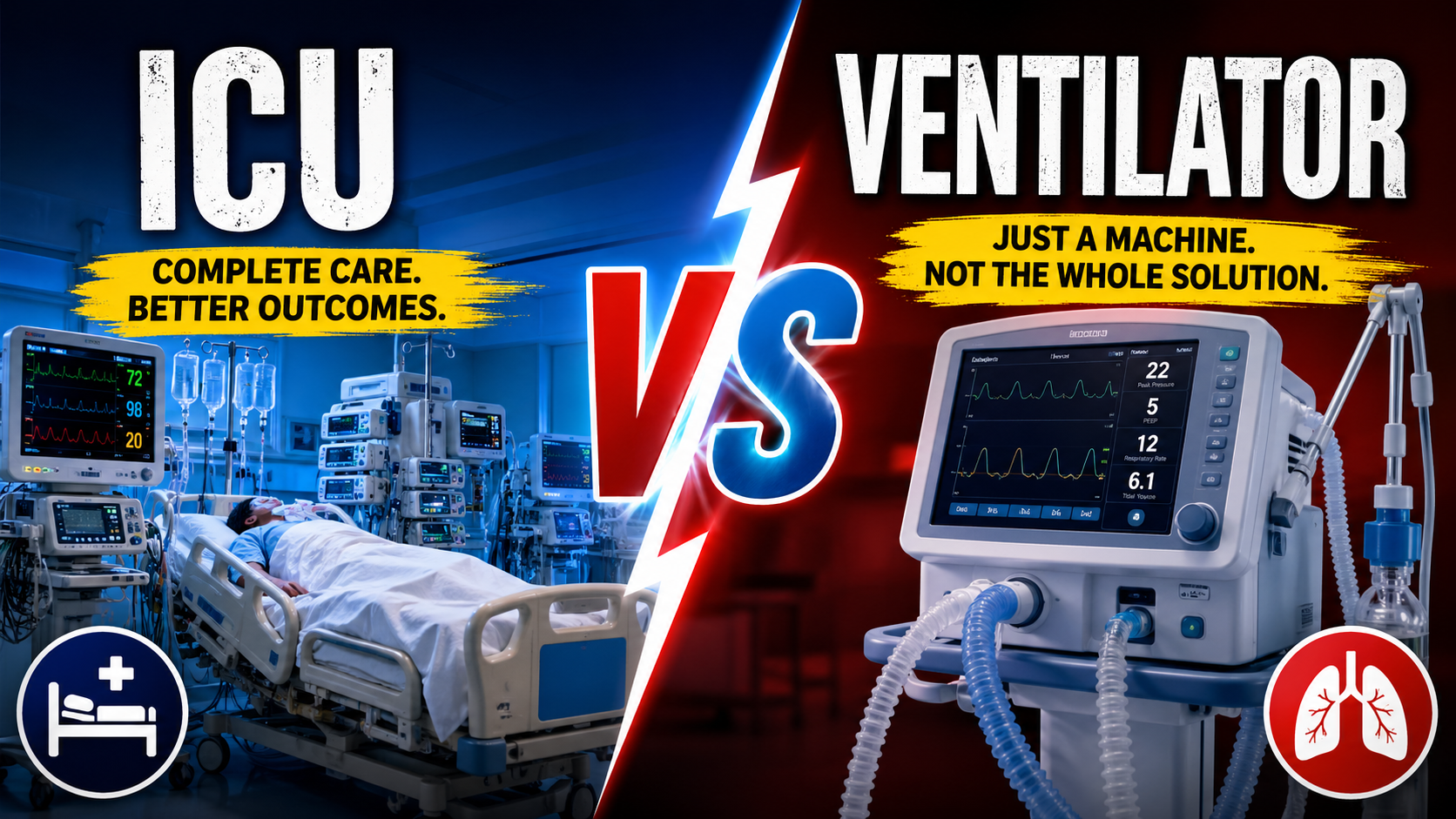 ICU vs Ventilator at TrustMed Hospital, Badshahpur Gurgaon