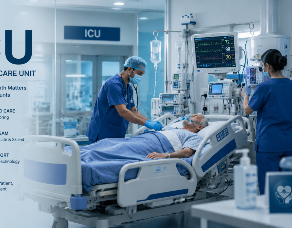Role of ICU in critical care unit providing life-saving support to critically ill patients with advanced monitoring equipment.