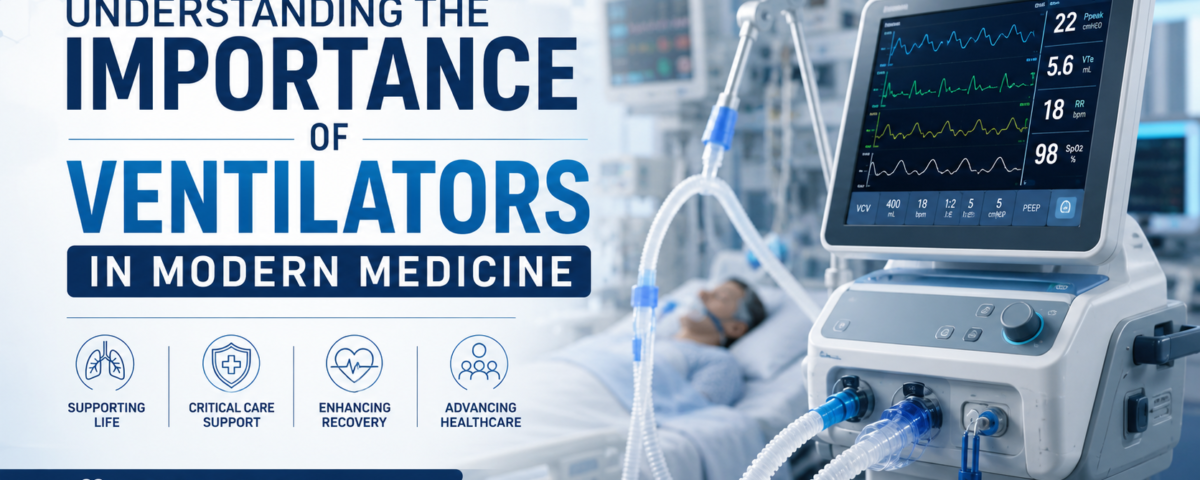 Medical ventilator supporting a patient’s breathing in a modern hospital intensive care unit, highlighting its role in critical care and life support.