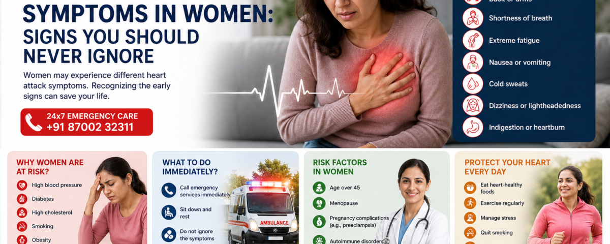 Woman experiencing chest discomfort while consulting a cardiologist at TrustMed Hospital.