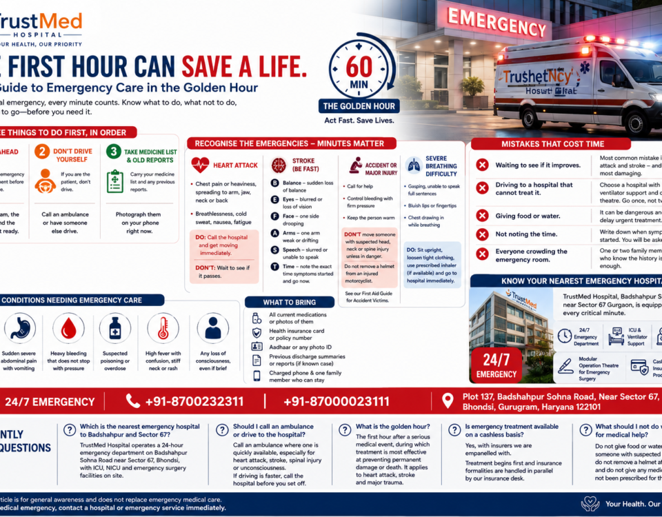 Hospital near me Badshahpur Gurgaon emergency team at TrustMed Hospital